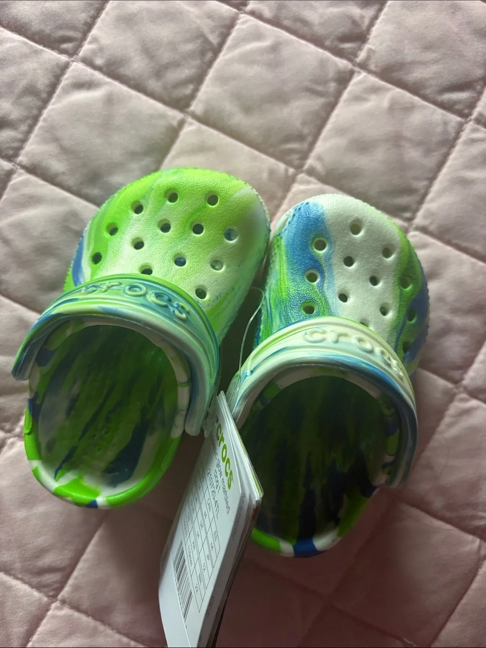CROCS Kids Glow-in-the-Dark Clogs in Green and Blue